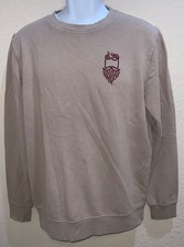 Mens S, M, L, or XXL Pullover Sweatshirt w/embroidered design ribbed edges TAUPE