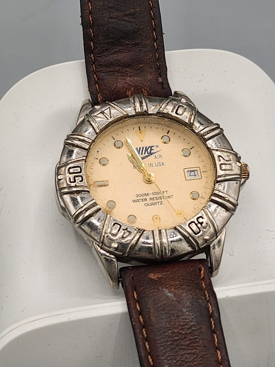 Vintage Nike Air Wristwatch Unisex w Brown Leather Band 5268K Vintage Nike Air Wristwatch Unisex w Brown Leather Band 5268K