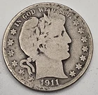 1911 *SILVER* Barber Silver Half Dollar  *SILVER*