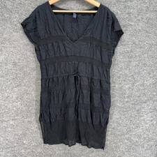 Gap Dress Women M Medium Black Striped Sheath Short V-Neck Short Sleeve Casual