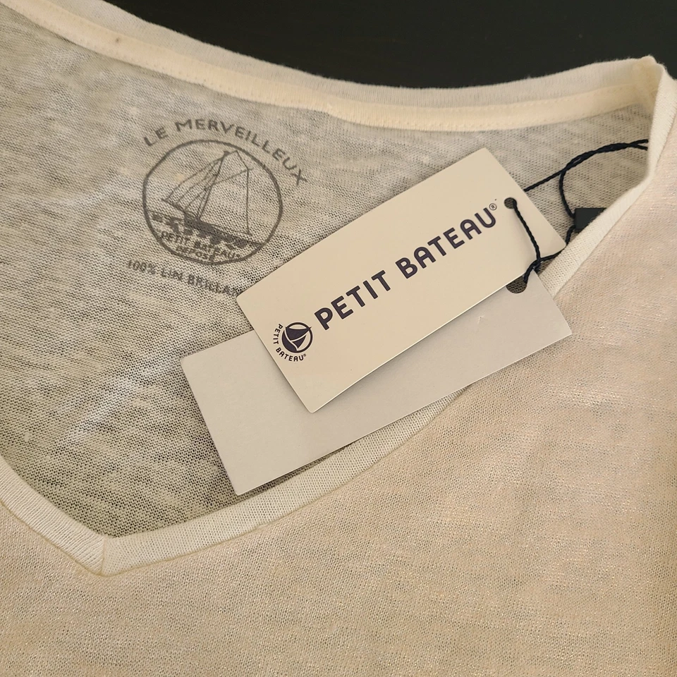Camiseta para mujer Petit Bateau manga larga lino crema talla S nueva con etiquetas Foto 4 de 4