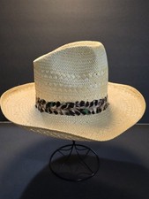 VTG Resistol Stagecoach Straw Cowboy Hat Size 7 Full Feather Band Self Conformin