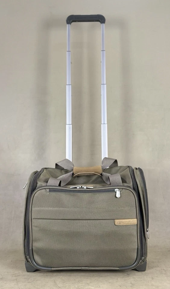 Briggs & Riley Baseline 2 Wheel Cabin Bag Olive Rolling Luggage Suitcase U116 - Image 2 of 4