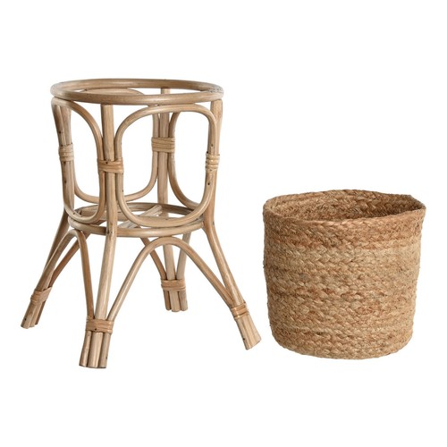 Set di vasi da fiori Home ESPRIT Naturale vimini Fibra 28 x 28 x 38 cm [2 Pez - Foto 4 di 4