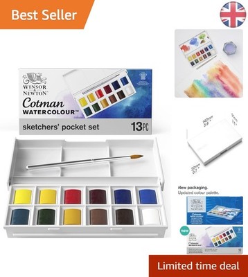 Cotman Sketchers Pocket Set - 12 halbe Pfannen & Reisepinsel für Künstler unterwegs