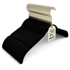 50 Pack Black Velvet Hangers, Non Slip,Durable,Slim Hangers Space Saving,Felt...