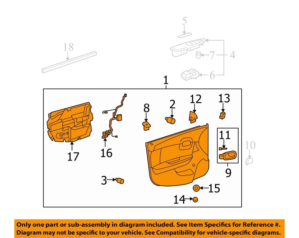 FITS 2008-2009 CHEVROLET MALIBU TRIM ASM FRT S/D *EBONY 25777850 - NEW OEM - Image 2 of 3