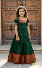 Girls South Indian Silk Lehenga Choli Kids Wedding Festival Party Wear Tradition