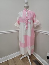 VTG Catherine Ogust for Penthouse Gallery Pink White Geometric Shirt Dress