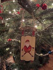 Love Santa Wooden Sleigh Ornament Y2K Christmas