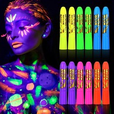 glow in the dark body face paint, 12pcs neon accessories 12 pack, Multicolor
