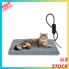 Heated Cat Bed, Waterproof Adjustable Temperature Dog Cat Heating Pad with Timer