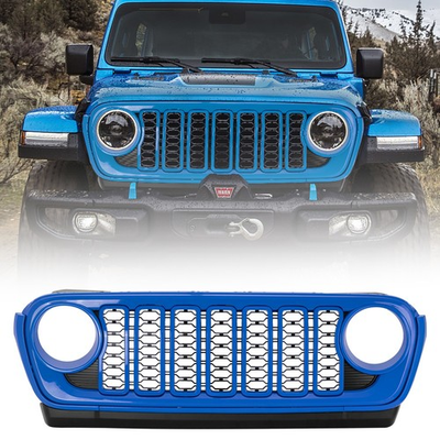 #ad #ad Front Grill Mesh Inserts Fits 18 25 Jeep Wrangler JL JLU 4xe amp; Gladiator JT Blue $219.44