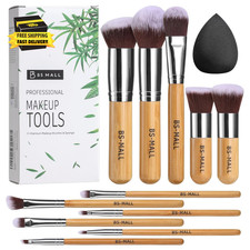 Makeup Brush Set 11 Pcs Makeup Sponge, Professional Bamboo Makeup Brushes for Fo