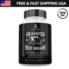 Ancestral Supplements Grass Fed Beef Organ Supplement - Non-GMO, 180 Capsules US