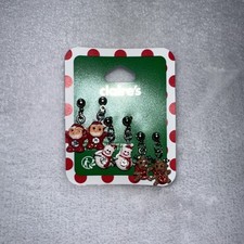 Claire  s Christmas Earrings Set Santa Snowman Reindeer Glitter Dangles NWT HTF