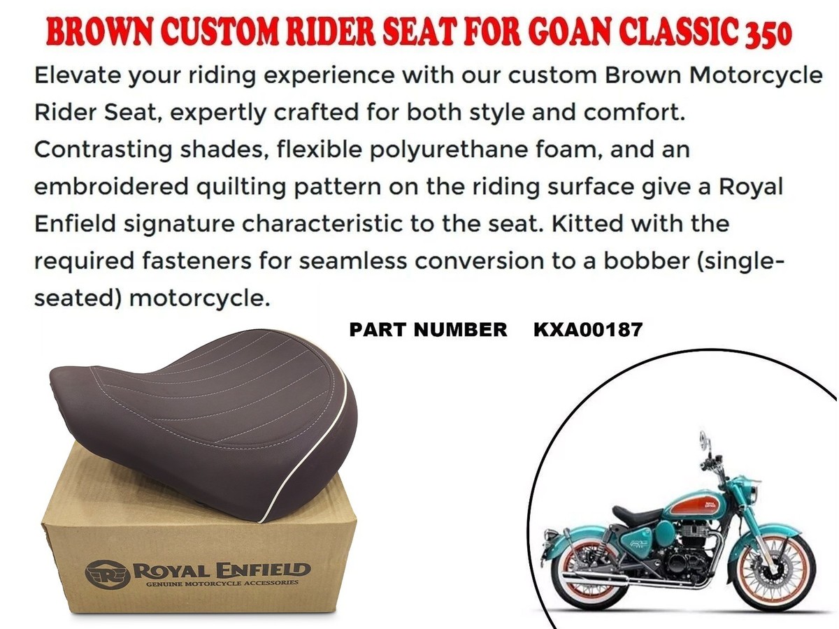 Front Rider Seat Brown Genuine Royal Enfield For Goan Classic 350