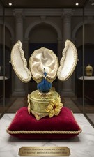 Faberge uovo naturale intagliato a mano uovo di pavone portagioie Faberge musica oro puro