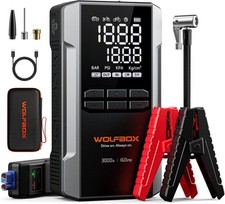 Wolfbox 3000a 12v 16000mah Portable Car Jump Starter W 160psi Compressor