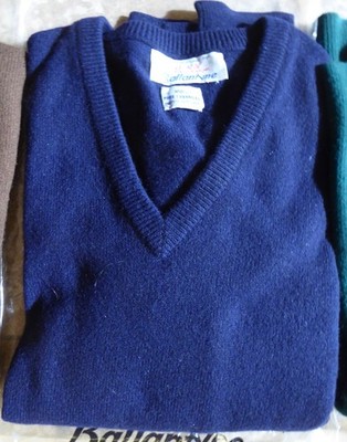 BALLANTYNE SWEATER 100% PURE CASHMERE V-NECK PULLOVER MADE IN SCOTLAND