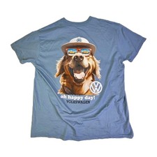 Volkswagen Dog Oh Happy Day Graphic T Shirt Blue XL Cotton Polyester Men