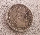1908 p Barber Quarter 90% Silver Good Details Circulated Ungraded Uncertified