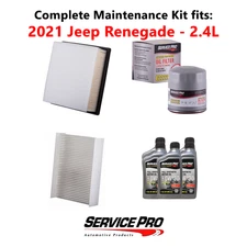 2021 Jeep Renegade 2.4L Complete Air, Oil & Cabin Filter Kit (0W-30)