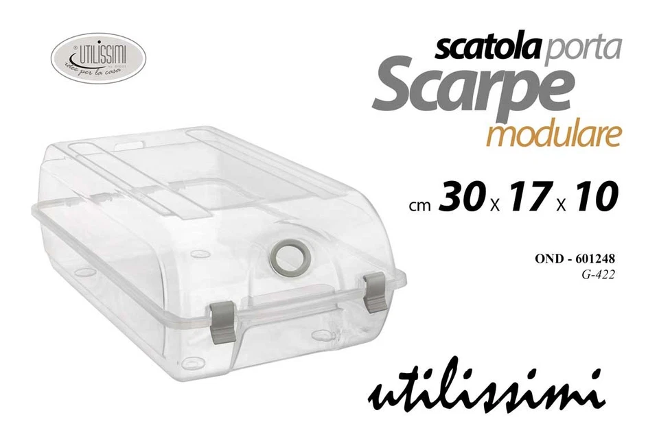 SCATOLA PORTA SCARPE CONTENITORE ORGANIZER PORTASCARPE SALVASPAZIO 30*17*10 - Immagine 2 di 4