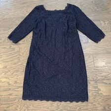 Adrianna Papell Evening Navy Lace Shift Cocktail Dress Plus Size 14W