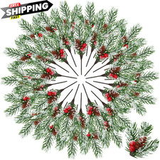 48 Pcs Christmas Picks and Sprays Tree Floral Holly Red Fresh