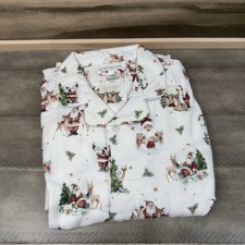 Pottery Barn Kids Holly Jolly Santa Flannel Kid Pajama Set 2-piece Size 10 OB