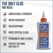 Weldbond Multi-Surface Adhesive Glue, Bonds Most Anything. Use as Wood Glue...