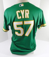 2022 Oakland Athletics Tyler Cyr #57 Game Issued P Used Kelly Green Jersey 46 3