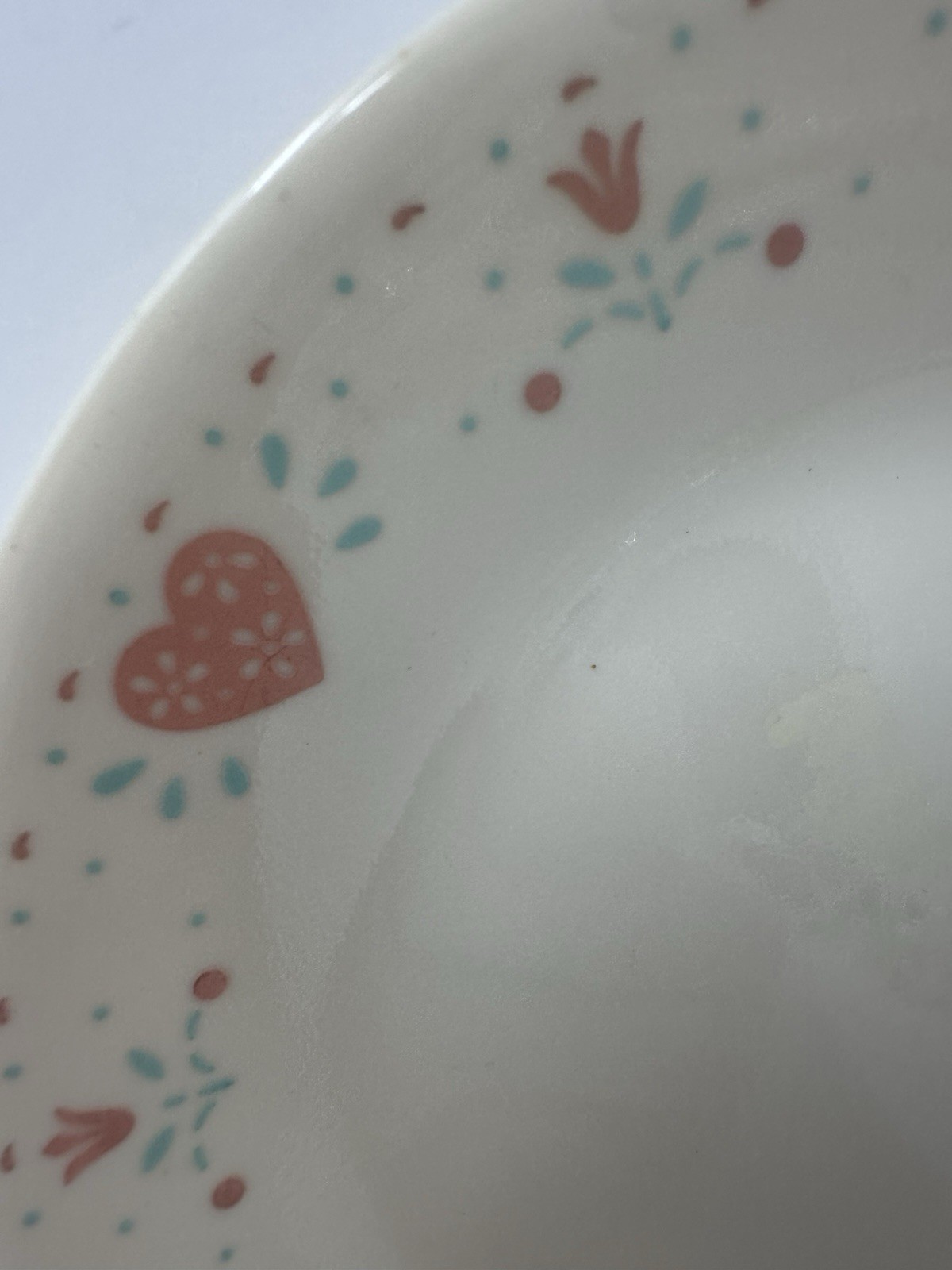Vintage Corelle Corning Forever Yours 6.75" Dessert Bread Plates  Pink Hearts