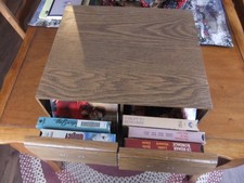 Vintage VHS Tape Holder Storage Case 22 Tapes Faux Wood 2 Drawer with 14 tapes