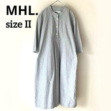 MHL Margaret Howell Band Collar Cotton Dress Gray 2 Used JAPAN