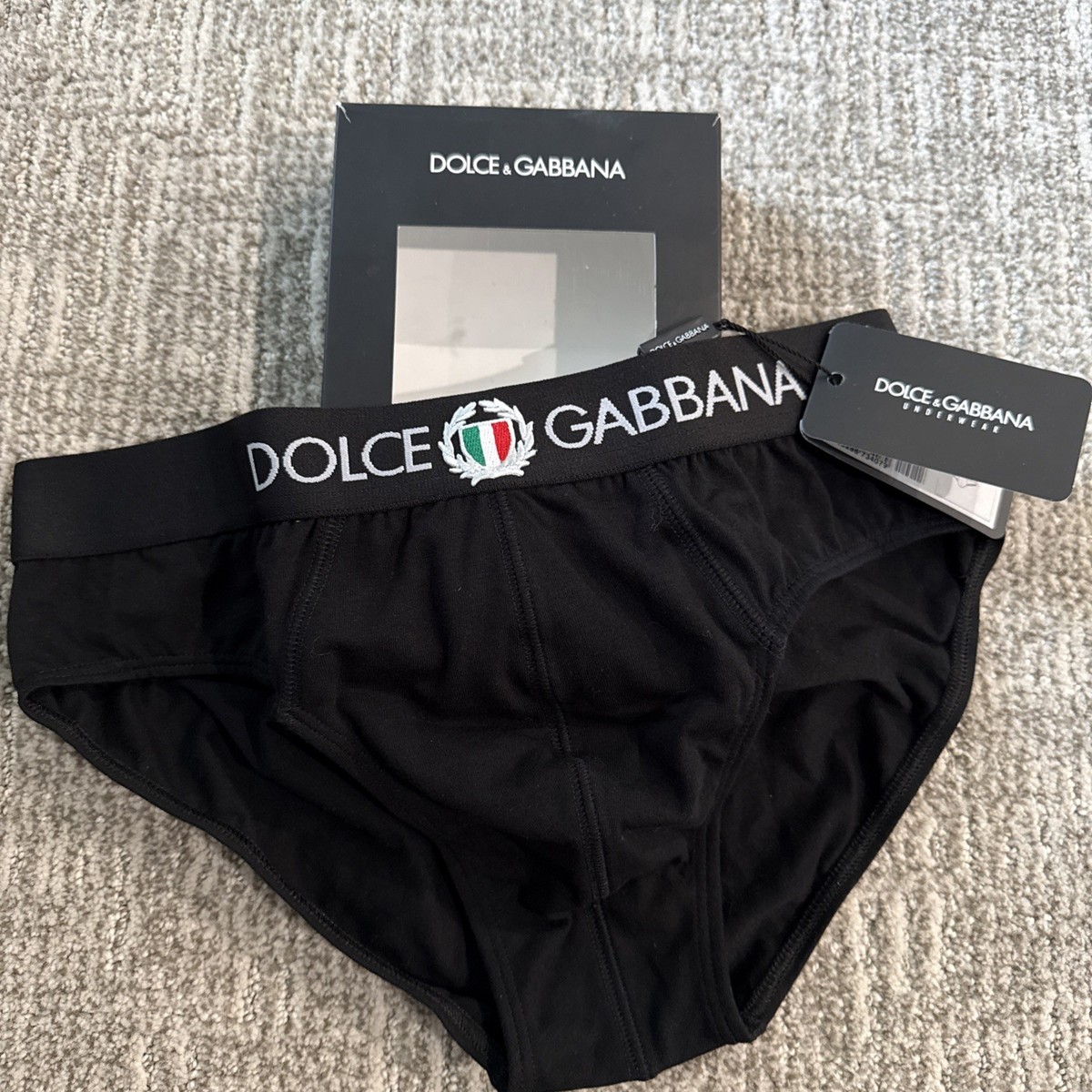 DOLCE & GABBANA Underwear Black Cotton Logo Waistband Midi Brief