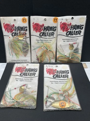 Lot of 5 Hawg Caller Spinnerbaits Made In Arkansas - 3/4 & 1/2 oz