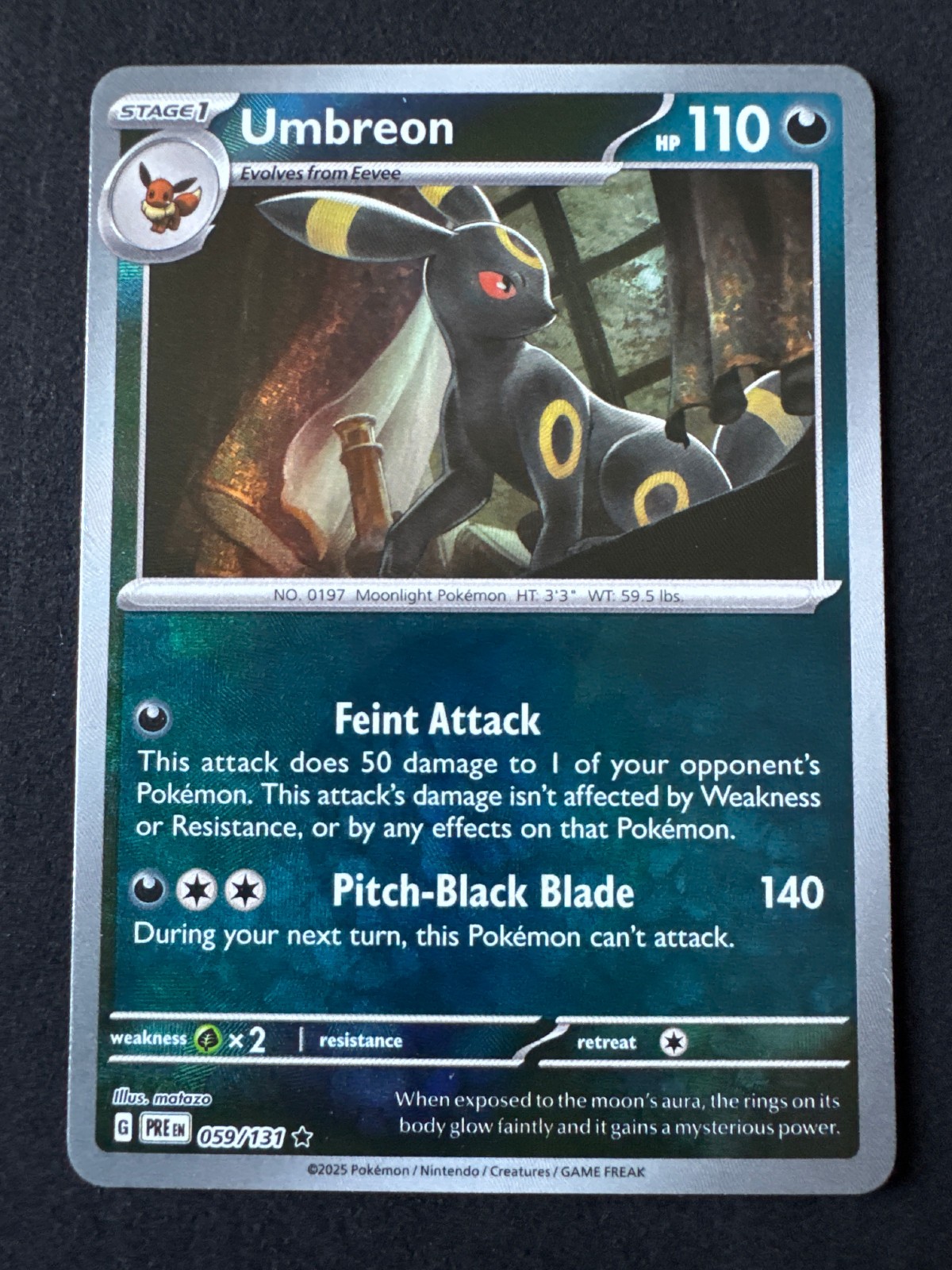 UMBREON 059/131 NM RARE POKE BALL PATTERN PRISMATIC EVOLUTION POKEMON 2025