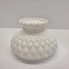 Vintage White Diamond Quilted Milk Glass Lamp Shade Student Fitter Hurricane MCM