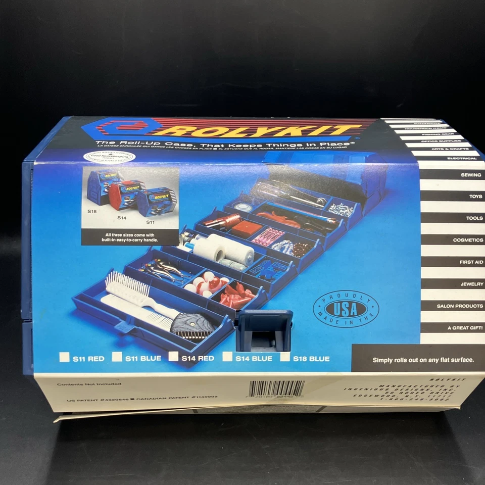 Rolykit S-11 Blue Roll Up Storage Organizer Jewelry Tackle Box Craft Sewing NOS - Image 4 of 4