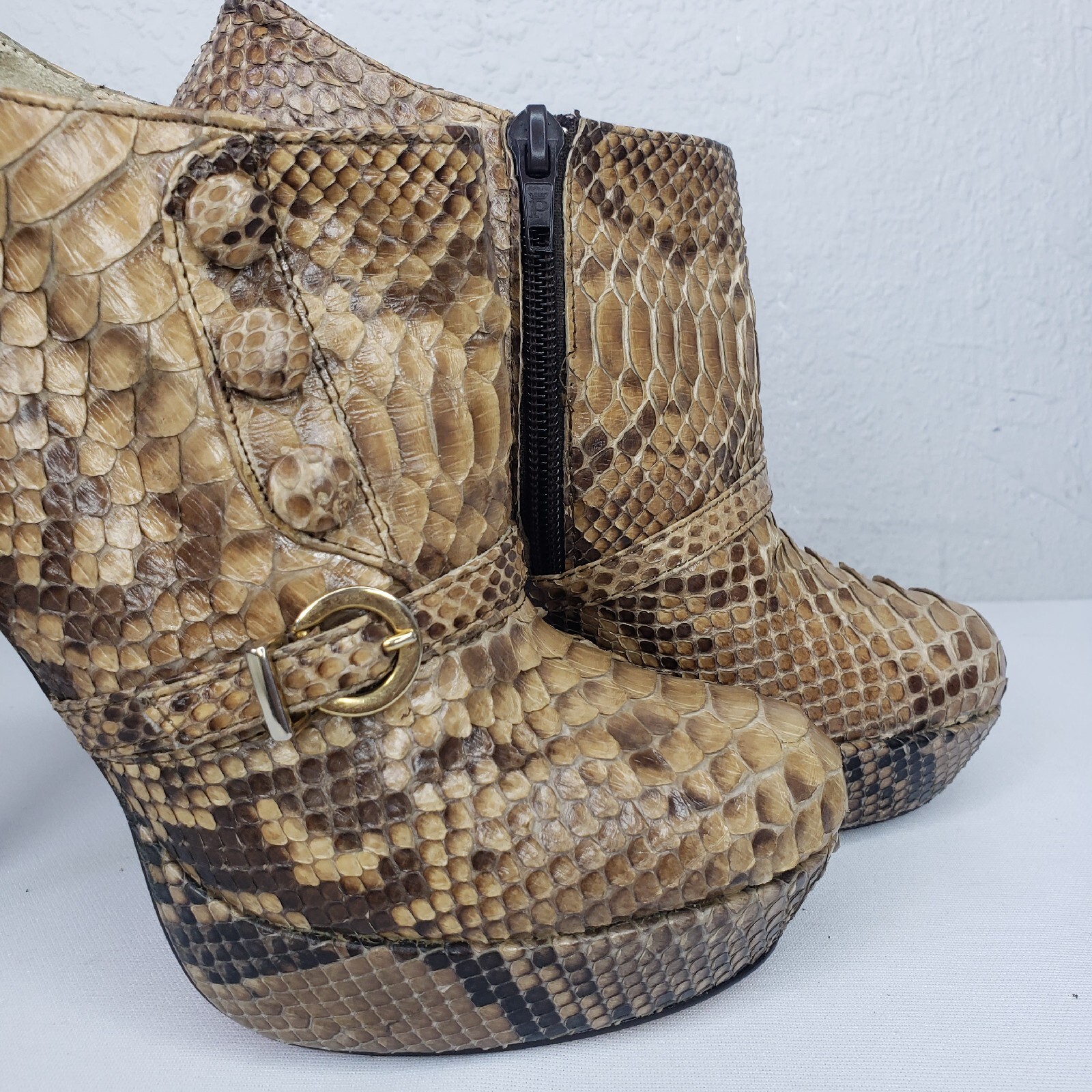 Riviere Ankle Platform Python Snake Leather High … - image 3