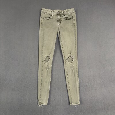 American Eagle Jeans Women's Light Green Jegging Distressed