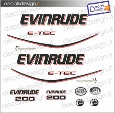Adesivi motore marino fuoribordo Evinrude e-tec 200 cv  baffo bicolore barca