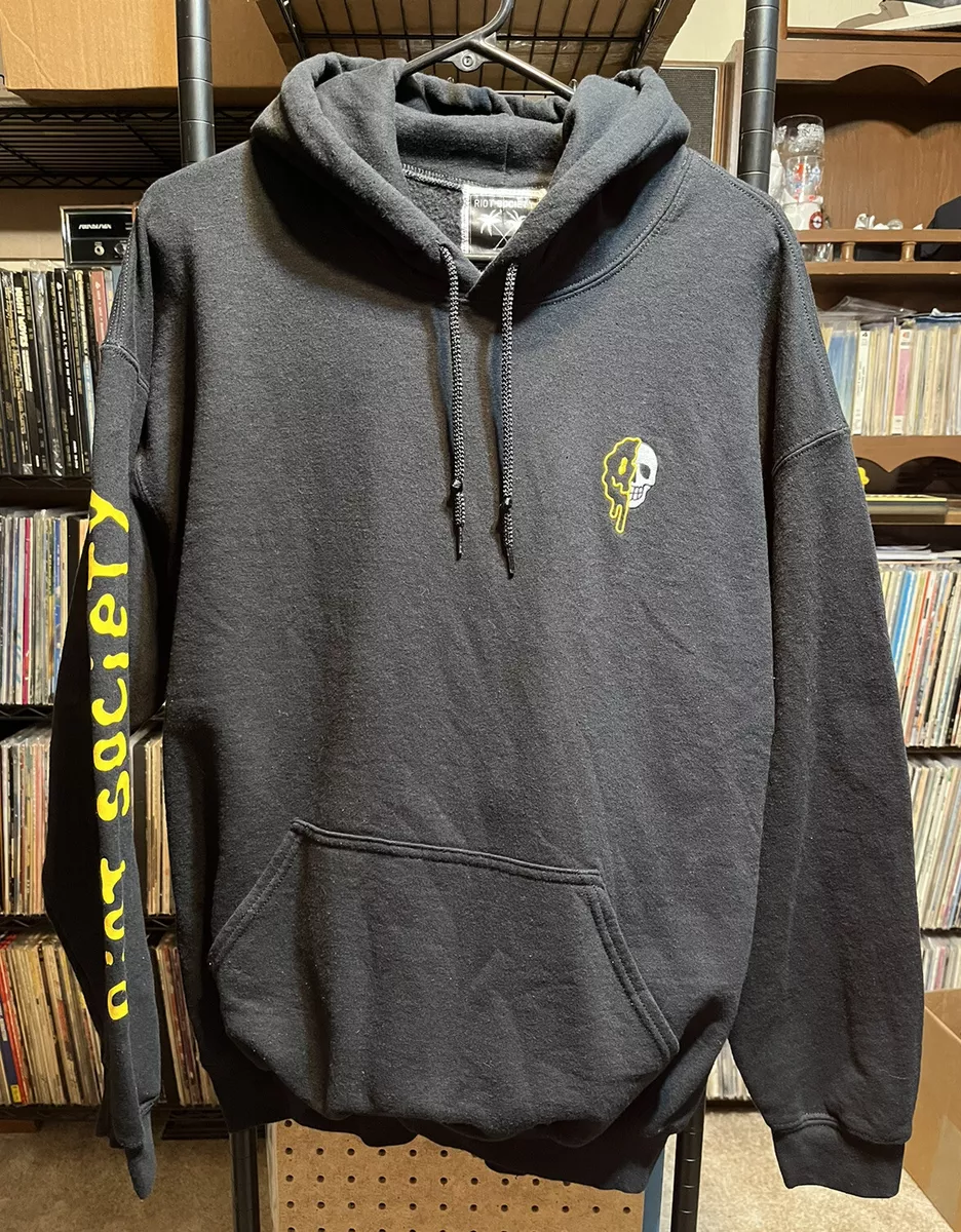 RIOT SOCIETY - Melting Skull - Black Hoodie Pullover Sweatshirt Mens LARGE * EX