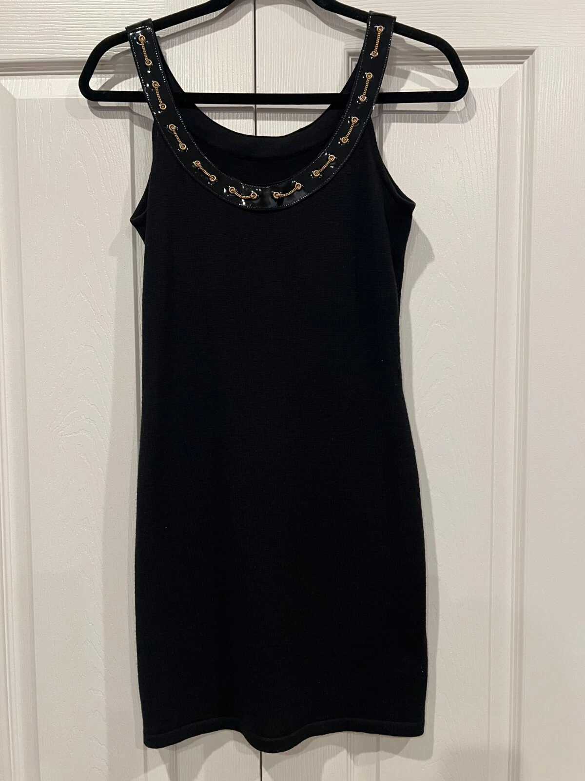 Autentico! Gianni Versace Lana Mini Abito Nero Lana Taglia 40 Small