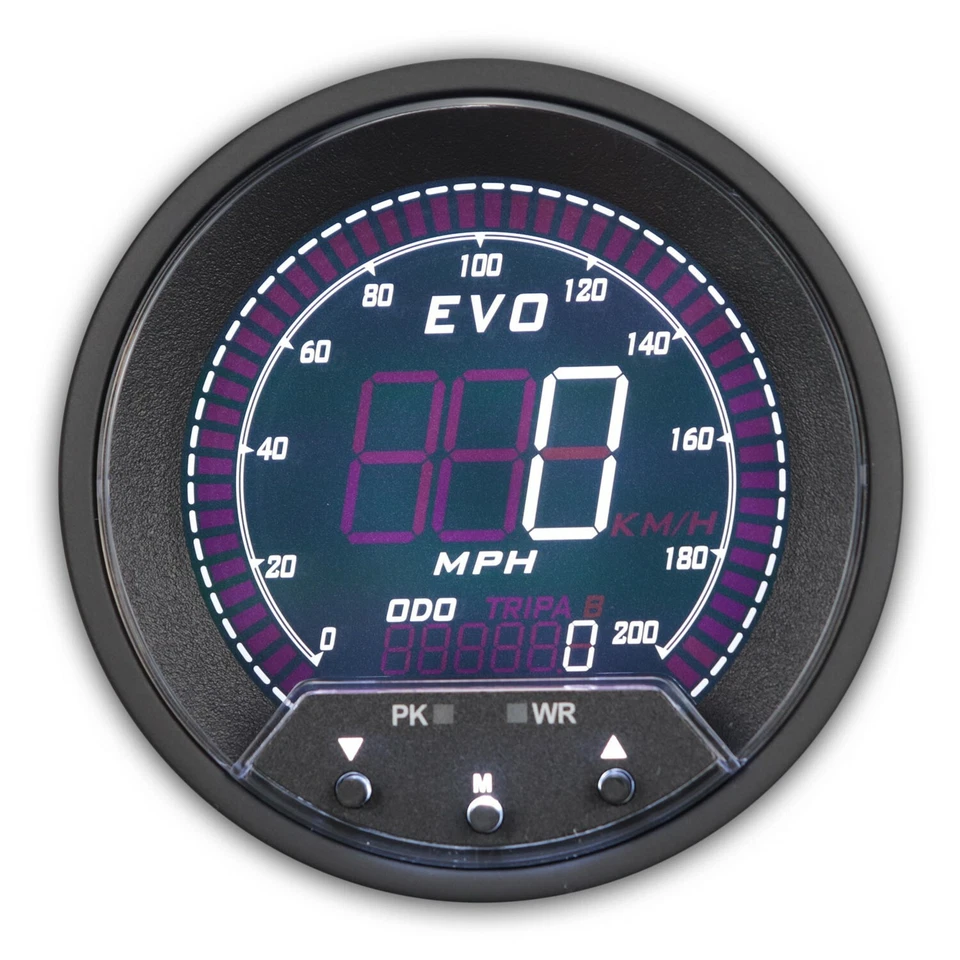 EVO 85mm Digital GPS Speedometer 200 MPH 4 Color LCD Trip Peak Recall & Warning - Image 4 of 4