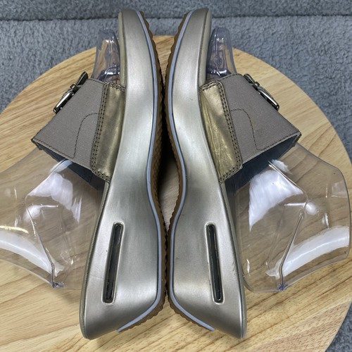 Cole Haan Air Donna Wedge Size 10 B Gold Brown Slide Buckle Heel Sandal Thong - Picture 6 of 16