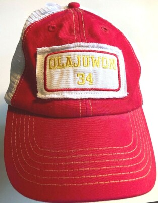 Hakeem Olajuwon 34 The Dream Adult Unisex Red White Trucker Mesh Cap One Size