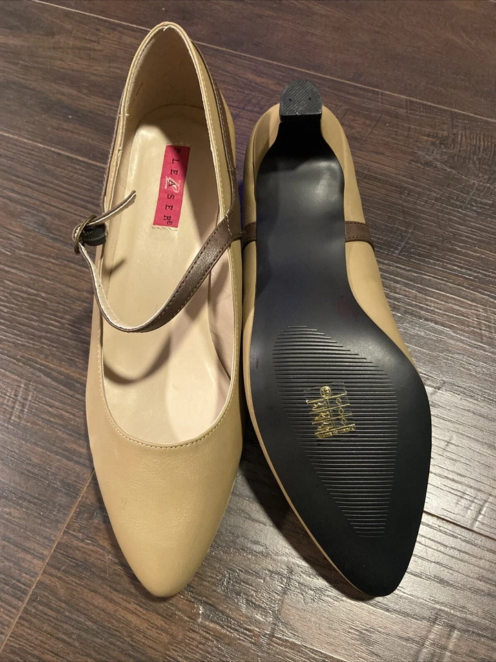 Tacones para mujer Pleaser Fab-425 Mary Jane Kitten - marrón topo, talla 13 Foto 4 de 4